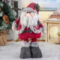 Игрушка мягкая &laquo;Дед Мороз в шубке - длинные ножки&raquo; стоит, 17&times;56 см, серо-красный