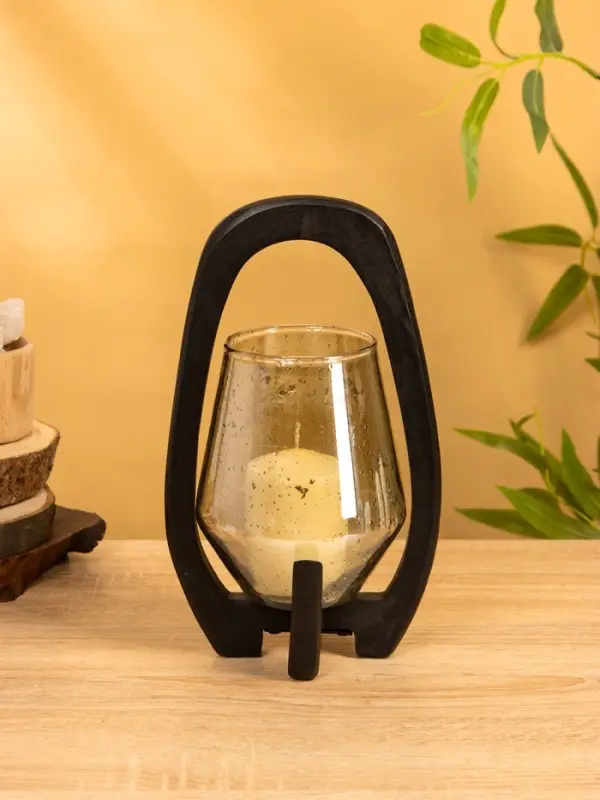 Подсвечник Подсвечник "Аура" 13х15х26 см, стекло, дерево