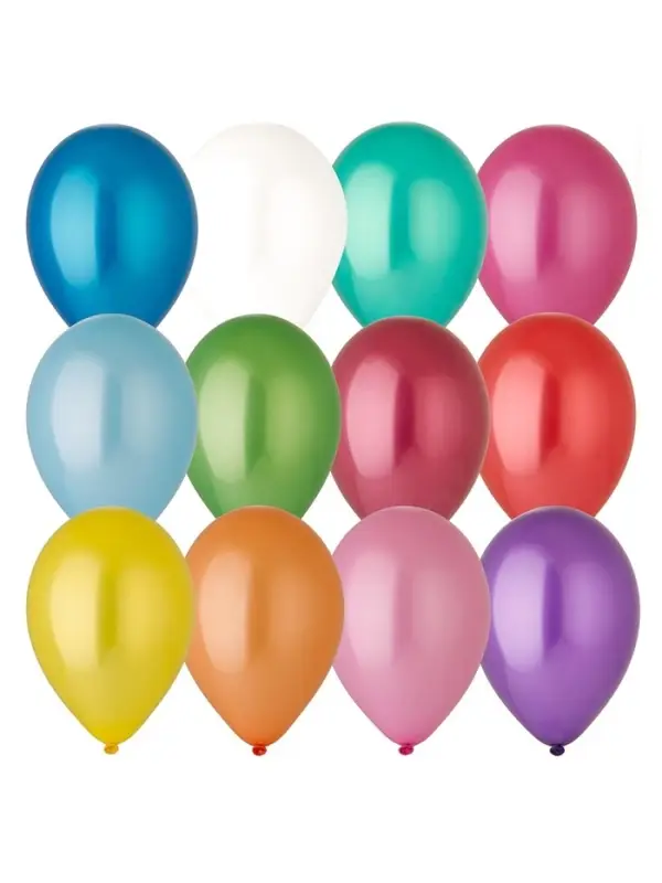 Воздушные шары латексные 14", металл, 100 шт., МИКС