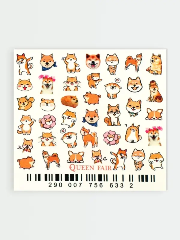 Слайдеры для ногтей «Собачка», разноцветные