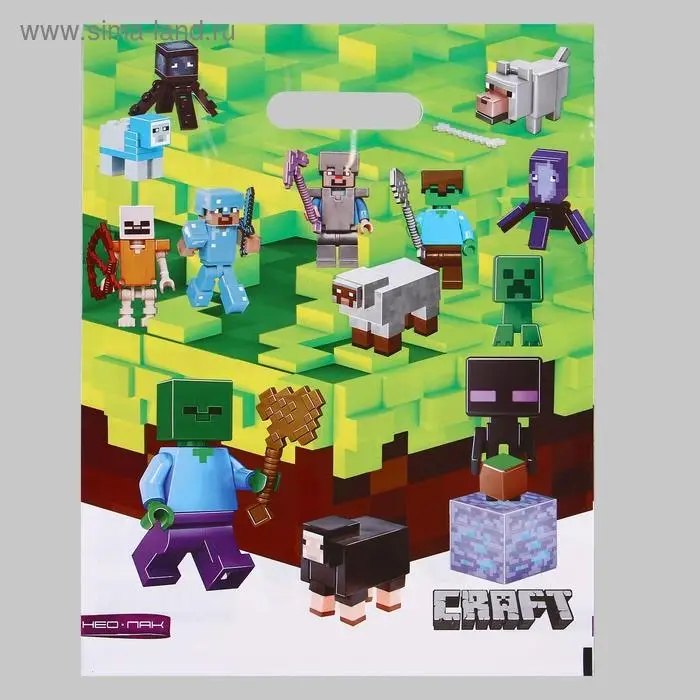 Пакет «МайнКрафт», полиэтиленовый с вырубной ручкой, 60 мкм 30×40 см