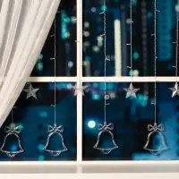 Гирлянда &laquo;Бахрома&raquo; 2.4&times;0.9 м с насадками &laquo;Колокольчики&raquo;, IP20, прозрачная нить, 138 LED, свечение белое, 8 режимов, 220 В