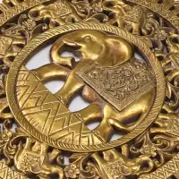 Панно интерьерное полистоун "Индийский слон. Мандала" золото 30х4,6х30 см