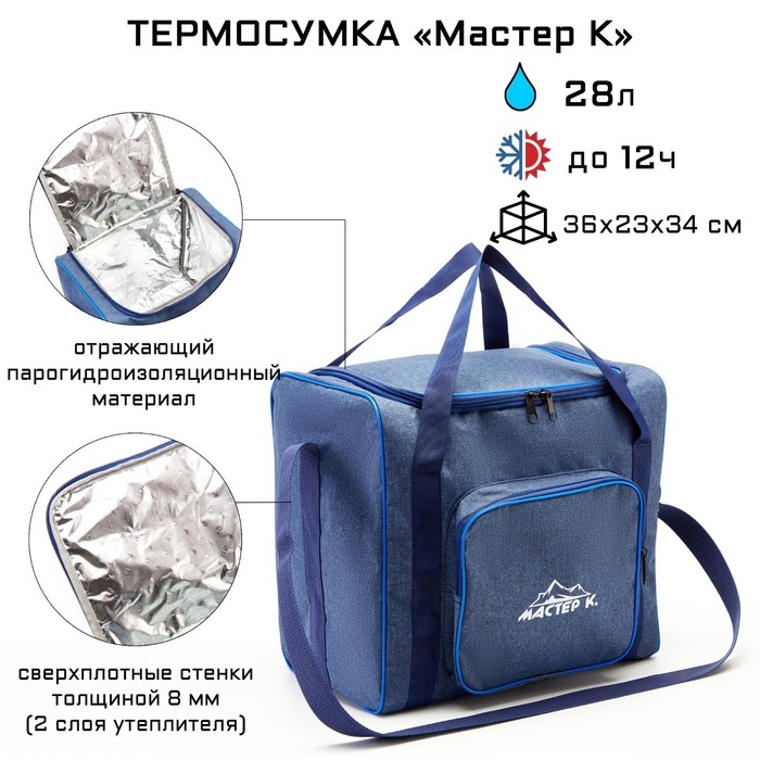 Термосумка, 28 л, 36 х 23 х 34 см, темно-синяя Термосумка, 28 л, 36 х 23 х 34 см, темно-синяя