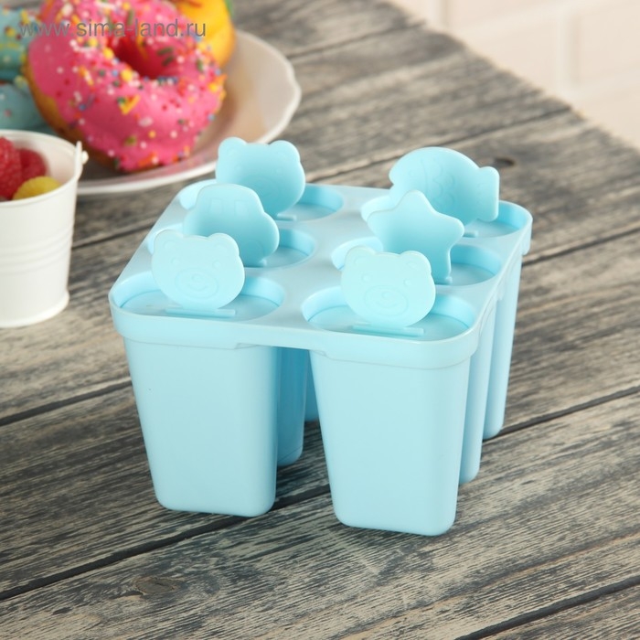 Форма для мороженого Доляна «Нега», 6 ячеек, цвет МИКС Форма для мороженого Доляна «Нега», 6 ячеек, цвет МИКС