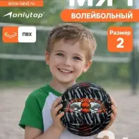 Волейбольный мяч ONLYTOP &laquo;Тигр&raquo;, машинная сшивка, 18 панелей, р. 2, PVC