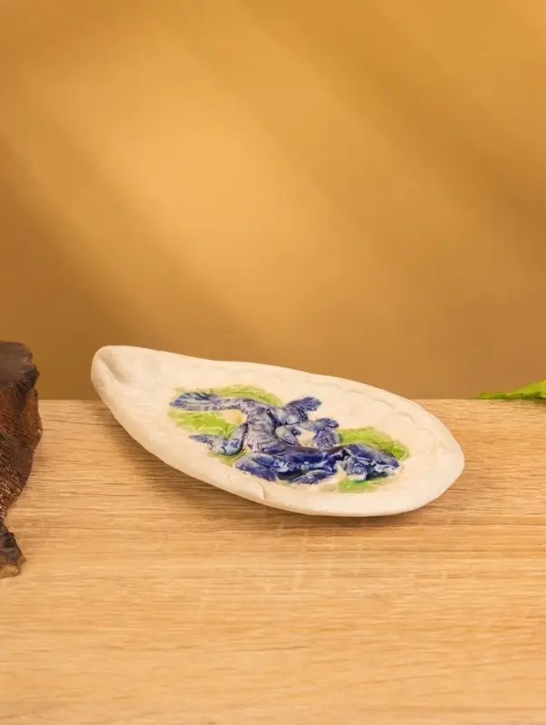 Подставка под благовония «Ящерица», 14×7×1.5 см, керамика, синяя