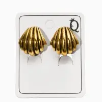 Серьги клипсы для ушей QF &laquo;Ракушка&raquo;, цвет чернёное золото