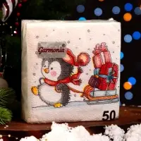 Салфетки бумажные Гармония цвета «Новогодняя почта», 1 слой, 24х24 см, 50 шт