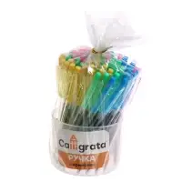 Ручка шариковая Calligrata, автоматическая, синий стержень, узел 0.7 мм, с рифлёным держателем, МИКС