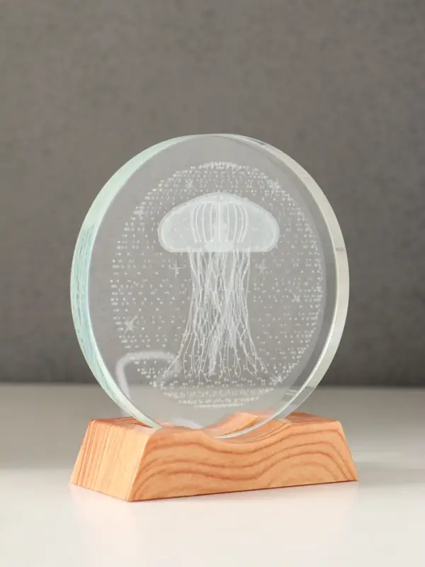 Сувенир стекло свет Сувенир стекло свет "Диск. Медуза" 5хLED d=10 см, USB 10х4х11,4 см