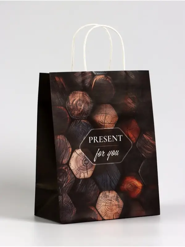 Пакет подарочный крафт Present, 21×11×27 см