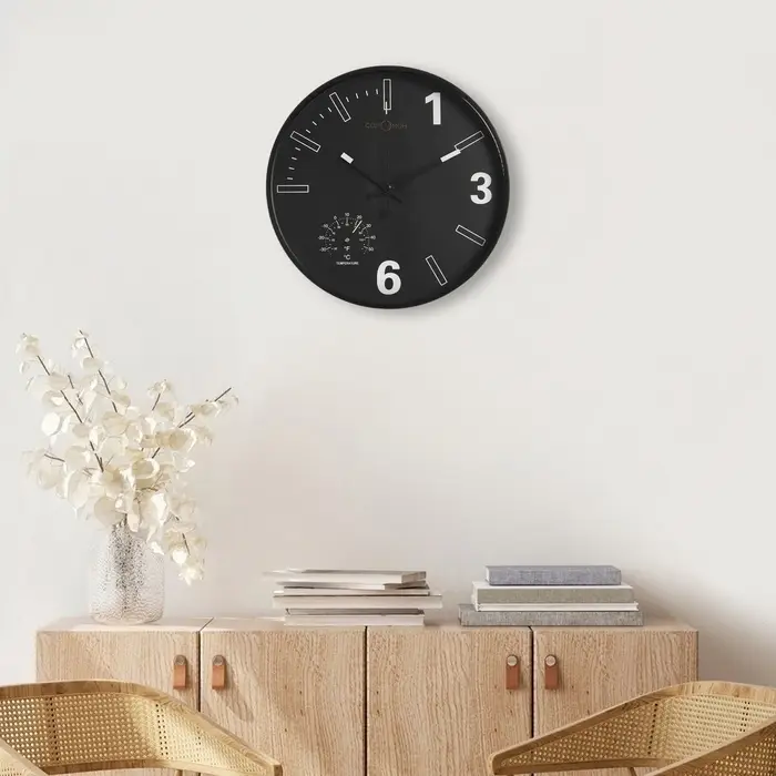 Часы настенные, интерьерные &laquo;Гриик&raquo;, d=30 см, с термометром, черные