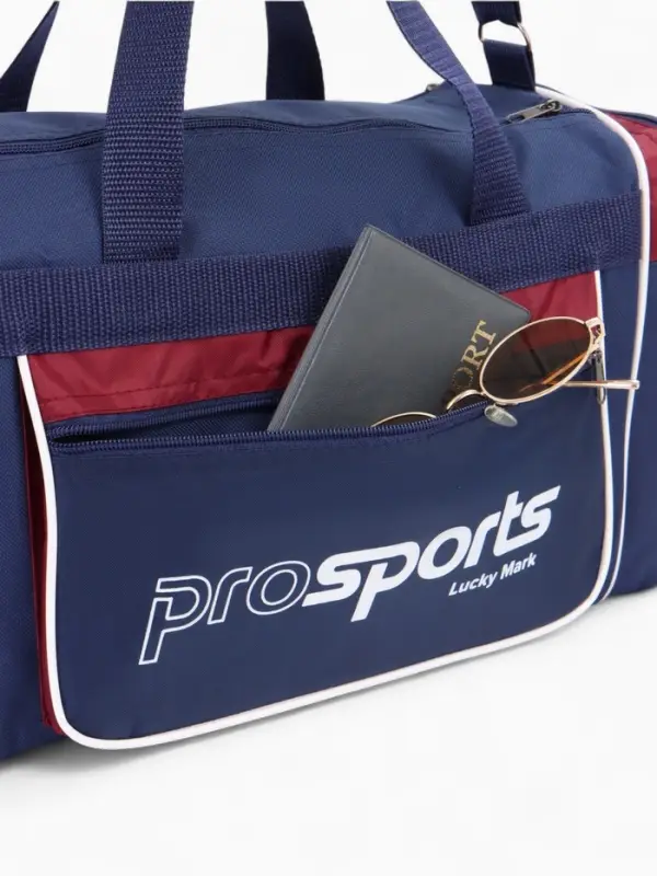 Сумка спорт С007, 40*19*23, отд на молнии, 3 н/кармана, дл ремень, сине/бордовый