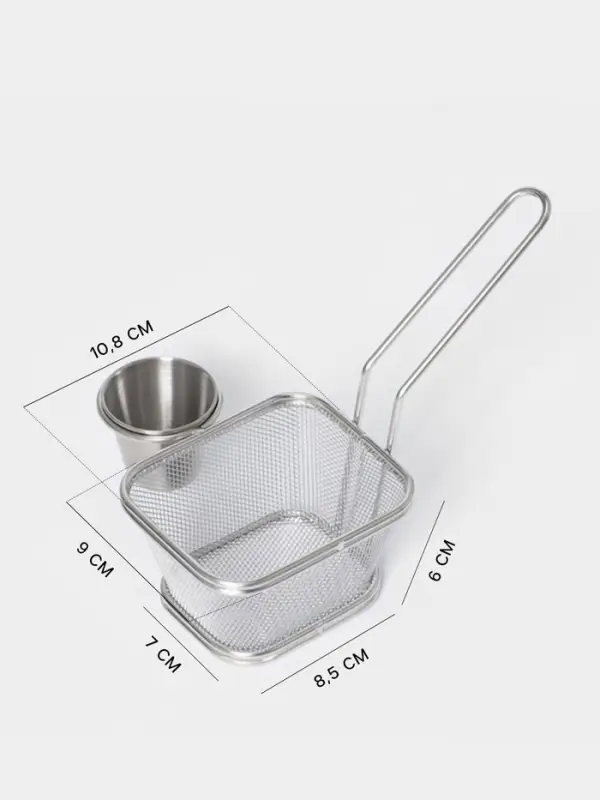 Корзинка для картофеля фри Доляна &laquo;Лонгфилд&raquo;, с соусником, серебристая