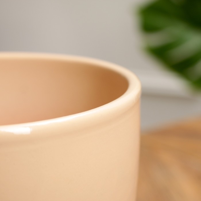 Горшок цветочный Кофейный 2,5 л с подставкой, бежевый Горшок цветочный Кофейный 2,5 л с подставкой, бежевый