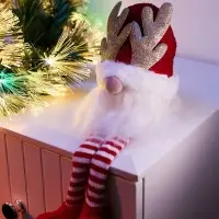 Светодиодная фигура &laquo;Гном красная шапочка&raquo; 33 см, текстиль, 1 LED, от батареек AG10&times;3, свечение тёплое белое