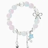 Браслет с подвесками &laquo;Сахарный. Звёздочка&raquo;, d=6 см, шар №10/8, розовый, голубой в серебре