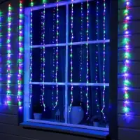 Гирлянда &laquo;Водопад&raquo; 2&times;1.5 м, IP44, прозрачная нить, 400 LED, свечение мульти, 8 комбинаций режимов, 220 В