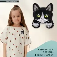 Термоаппликация «Котёнок с лапками», 4×3.2 см, чёрная
