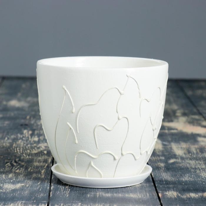 Горшок цветочный  Горшок цветочный "Кураж" (белый) № 3 Высокий овал 1,5л