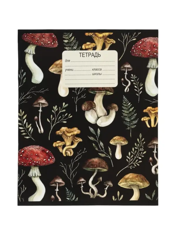Тетрадь 10 штук, 12 листов в клетку Calligrata &laquo;Грибы&raquo;, блок офсет, 5 видов