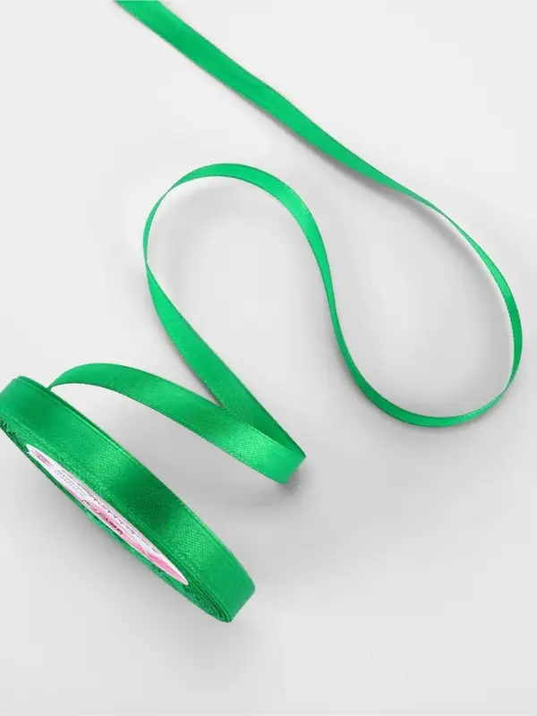 Лента атласная, 10 мм, 23&plusmn;1 м, зелёная №19