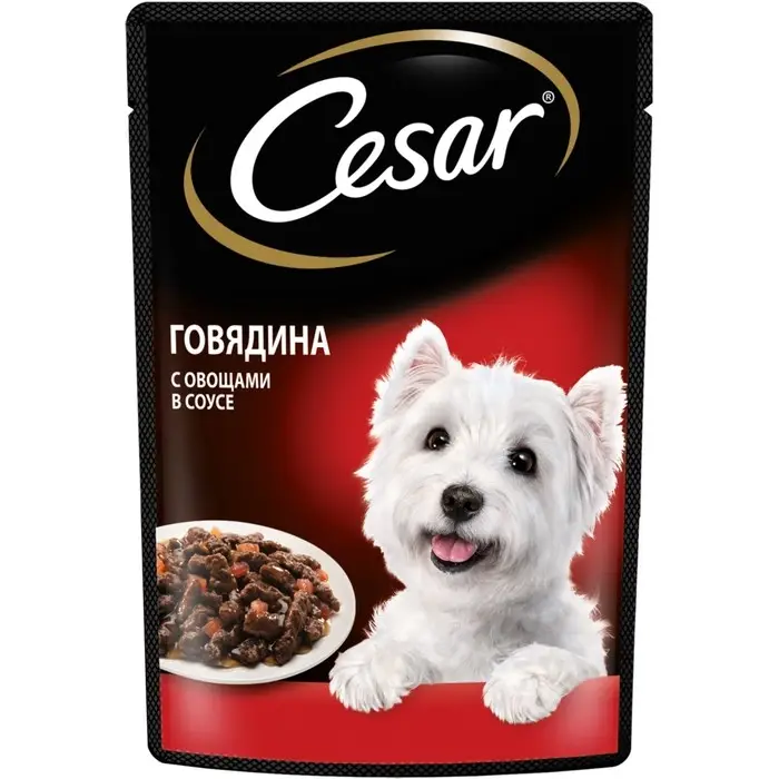 Влажный корм Cesar для собак, говядина с овощами, пауч, 85 г