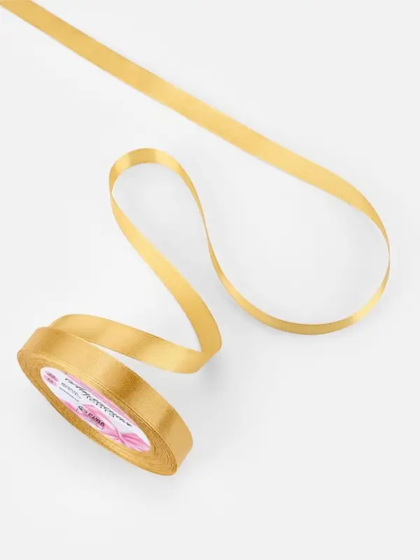 Лента атласная, 12 мм, 23±1 м, золотисто-бежевая №186 Лента атласная, 12 мм, 23±1 м, золотисто-бежевая №186