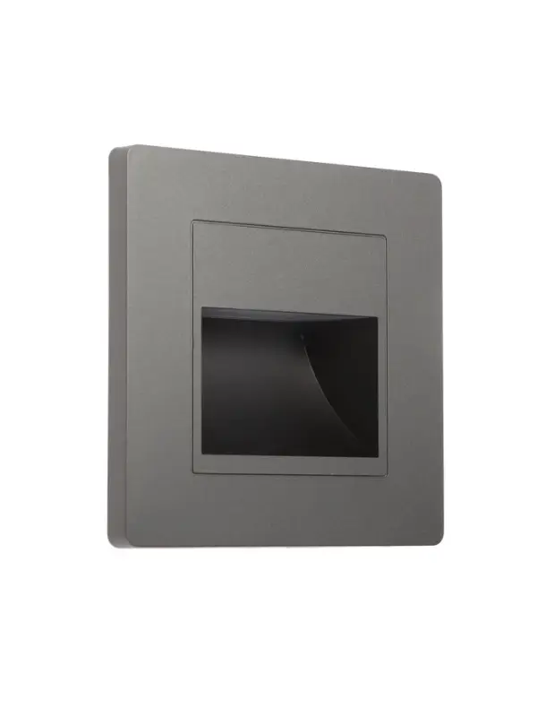 Встраиваемый светильник для лестницы, 1.5 Вт, 60 Лм, 3000К, 86&times;86 мм, IP20, 220 В, серебристый, свечение тёплое белое