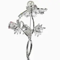 Брошь "Репей", цветок с бусиной, цветная в серебре