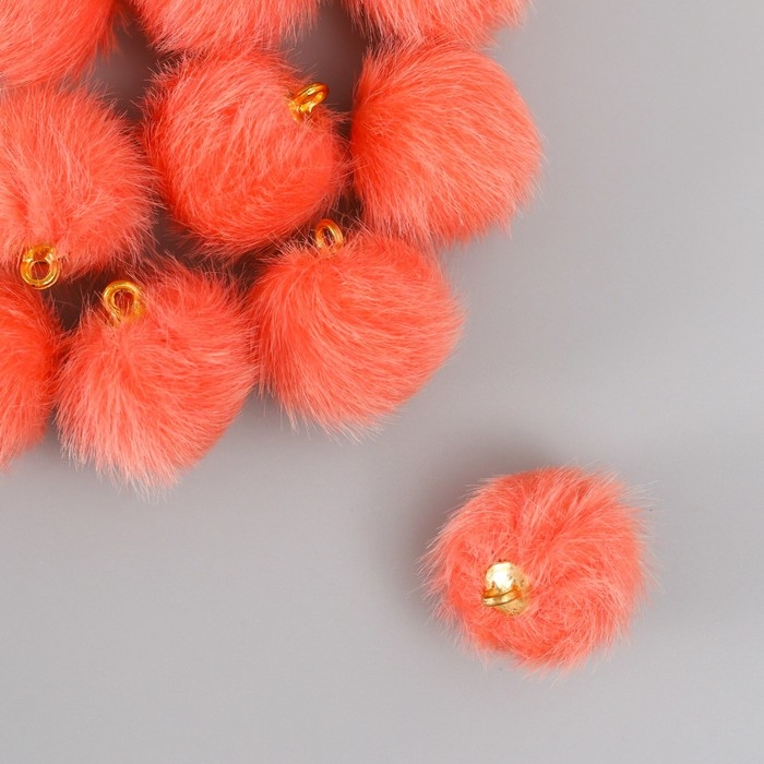 Декор для творчества искусственный мех Декор для творчества искусственный мех "Шарик" оранжевый набор 10 шт, d=2 см