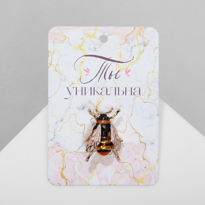 Брошь «Оса» глянцевая, цветная в золоте Брошь «Оса» глянцевая, цветная в золоте