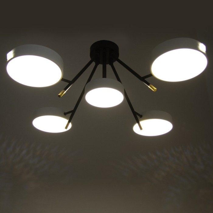 Люстра Люстра "Лагом" 5хLED 120Вт 3000-6000К черно-белый 81х81х30 см BayerLux