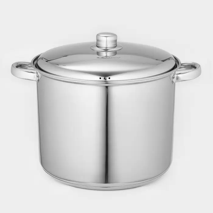 Кастрюля Катунь &laquo;Гретта&raquo;, 13 л, d=28 см, с крышкой, капсульное дно, индукция, нержавеющая сталь, AISI - 201, хромированная