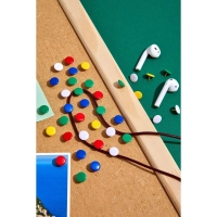 Кнопки канцелярские Комус металлич. шляпка 10 мм, цветные 50 шт.карт.уп