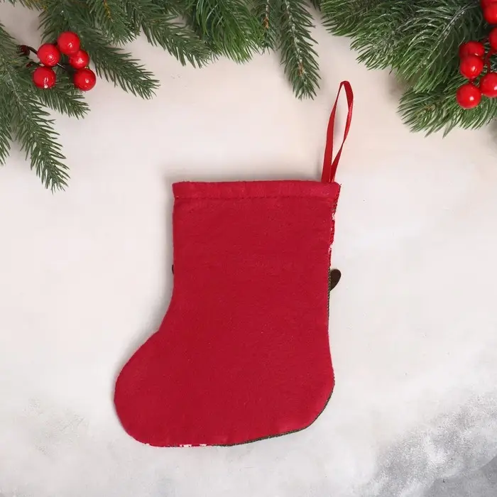 Мягкая подвеска Мягкая подвеска "Носок - олень с бабочкой" 13х17 см, красно-зелёный