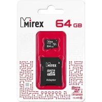 Карта памяти Mirex microSDХC с адапт 64Gb UHS-I/U1/class 10(13613-AD10SD64)