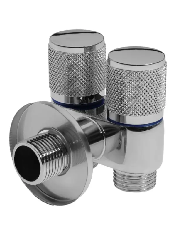 Кран двойной ZEIN engr, 1/2" &times; 1/2", два вентиля, кран-букса керамика, нерж. сталь, хром