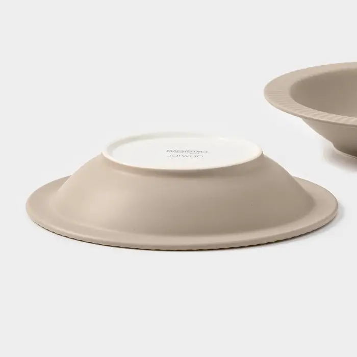 Тарелки Magistro Jarwah Lausanne, 550 мл, 21.3&times;4 см, глубокие, набор 2 шт., фарфор, бежевые
