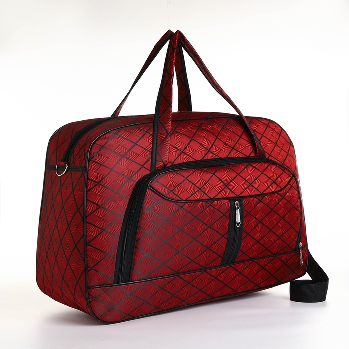 Сумка дорожная на молнии, наружный карман, длинный ремень, цвет бордовый Сумка дорожная на молнии, наружный карман, длинный ремень, цвет бордовый