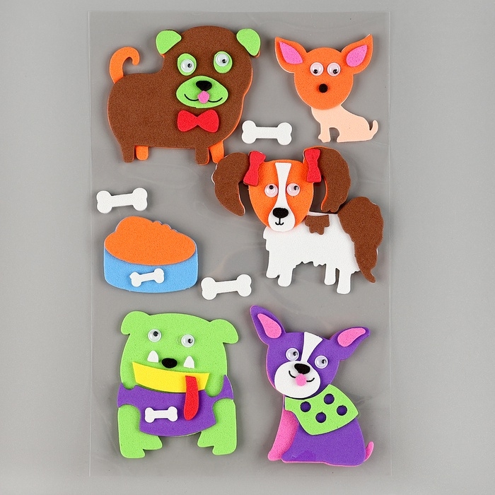 Набор наклеек из EVA  Набор наклеек из EVA "Собачки", 9 шт