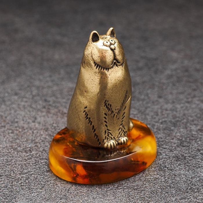 Сувенир Сувенир "Кот", янтарь, 4х3,5х3,5 см