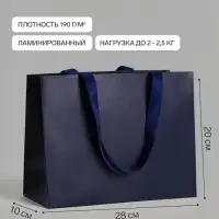 Пакет подарочный ламинированный горизонтальный &laquo;Синий&raquo;, 28&times;20&times;10 см