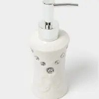 Аксессуары для ванной Доляна &laquo;Стразы. Капельки&raquo;, 4 предмета, дозатор 200 мл, мыльница, 2 стакана, белые