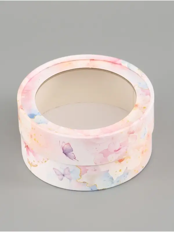 Коробка подарочная тубус с окном &laquo;Бабочки&raquo;, 12&times;12&times;5 см