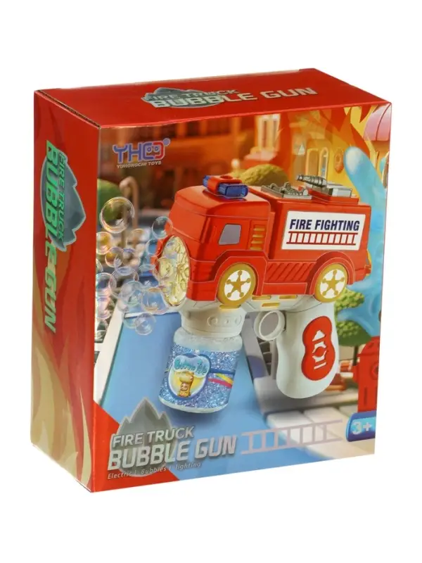 Генератор мыльных пузырей "Пожарная машина", световые эффекты, работает от батареек