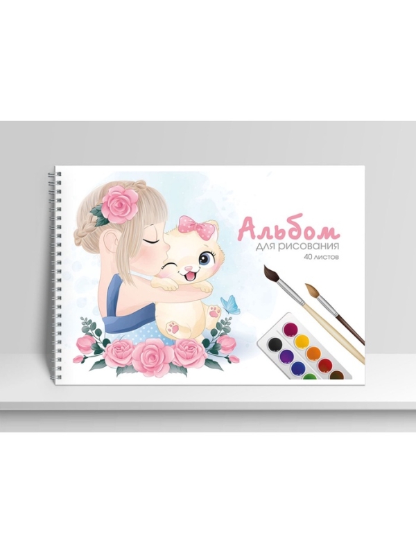 Альбом для рисования, 40 листов на гребне А4, «Мой котенок», глиттер, плотность листов 100 г/м² Альбом для рисования, 40 листов на гребне А4, «Мой котенок», глиттер, плотность листов 100 г/м²