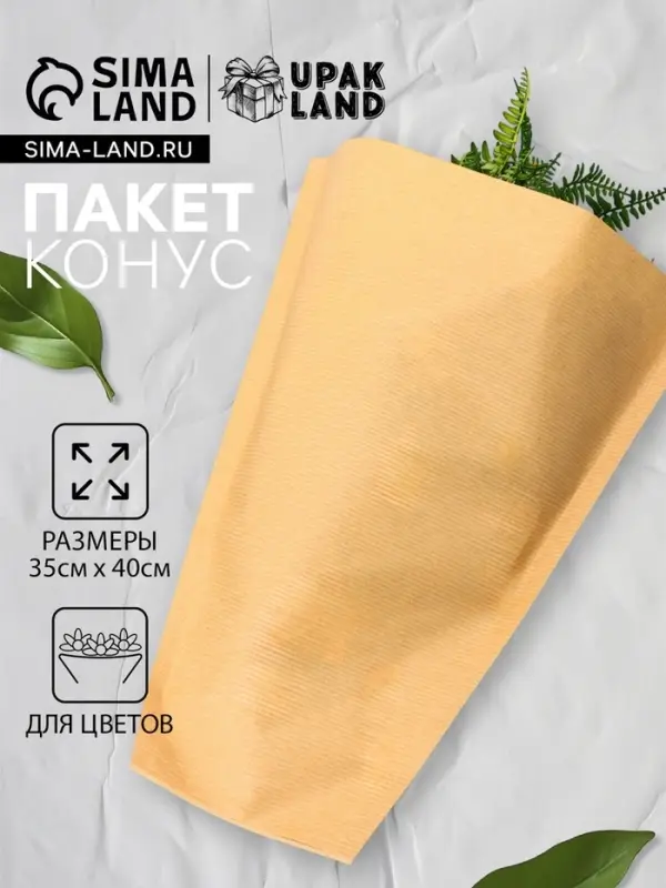 Пакет - конус крафт, 12+35×40 см Пакет - конус крафт, 12+35×40 см