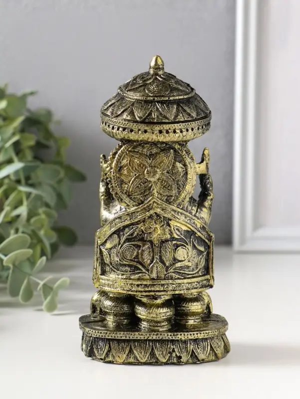 Сувенир полистоун "Ганеша с крысами" бронза 5,3х8х15,5 см